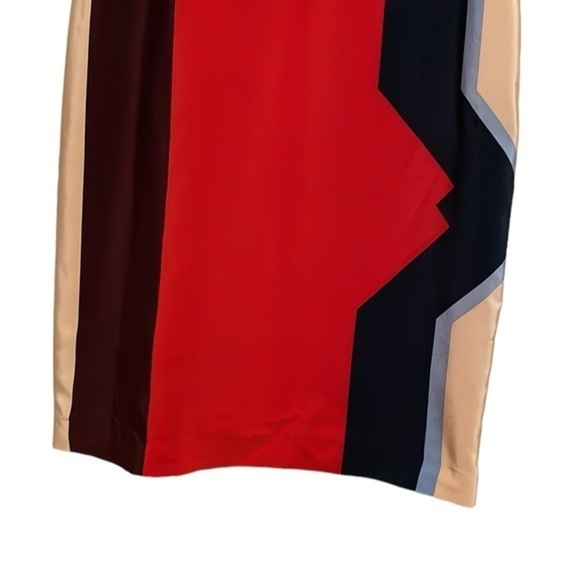 Tibi Colorblock Silk Sheath‎ Mini Dress Women’s Size 6 Long Sleeve Red Navy - Picture 4 of 8